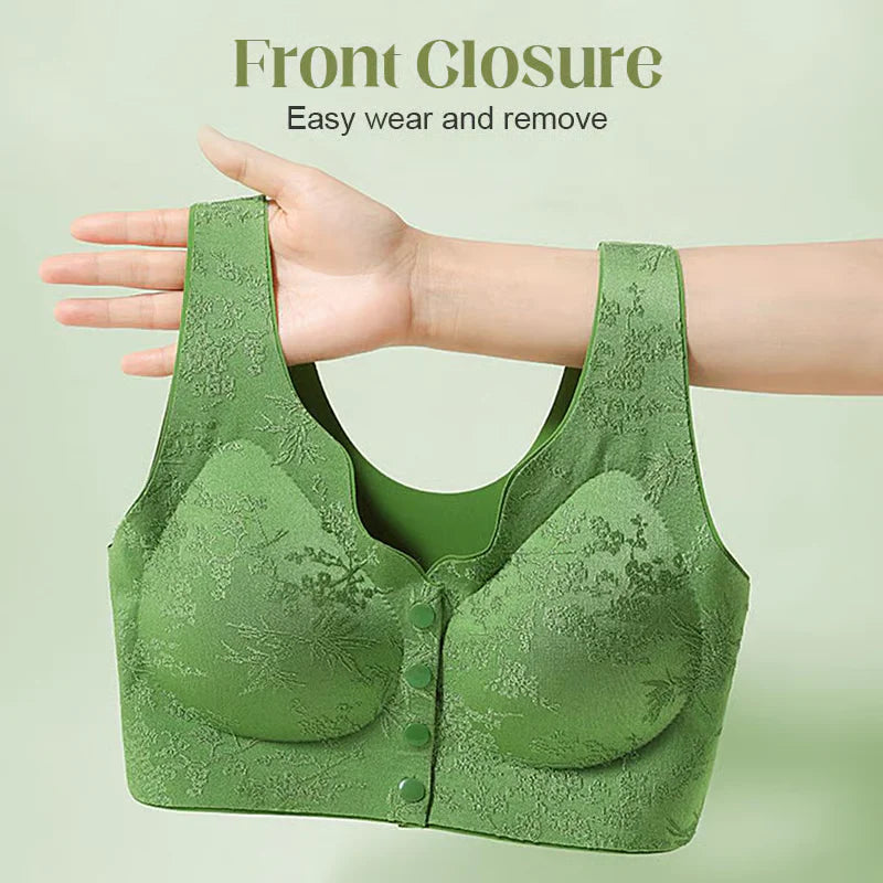 Comfort Front Button-Clasp & Wire-Free Seamless Bra