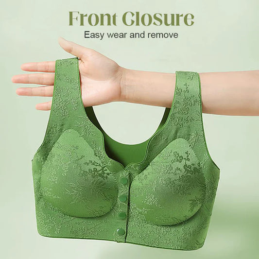 Comfort Front Button-Clasp & Wire-Free Seamless Bra