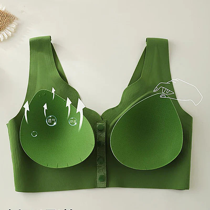 Comfort Front Button-Clasp & Wire-Free Seamless Bra