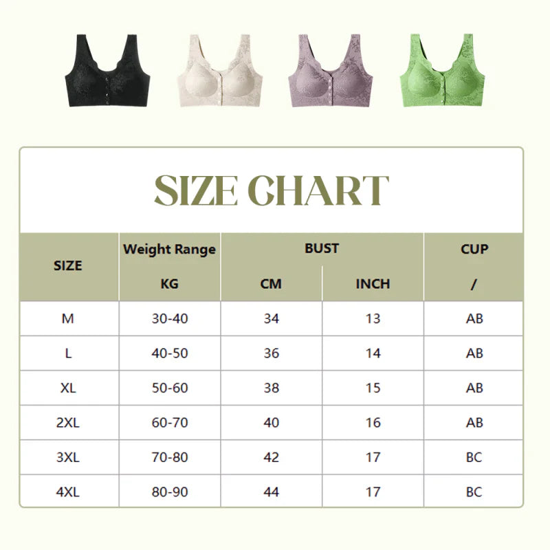 Comfort Front Button-Clasp & Wire-Free Seamless Bra