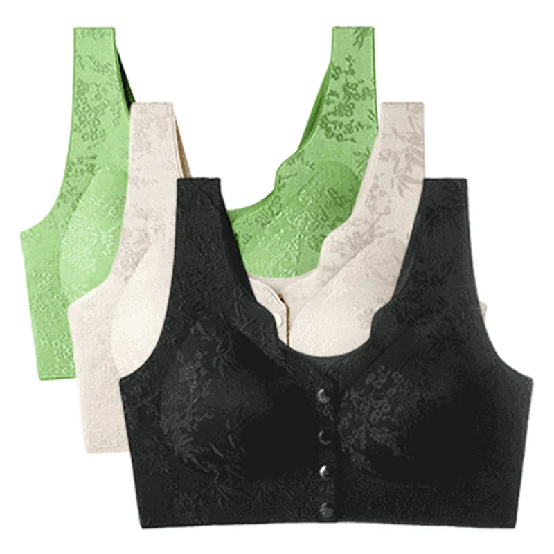 Comfort Front Button-Clasp & Wire-Free Seamless Bra