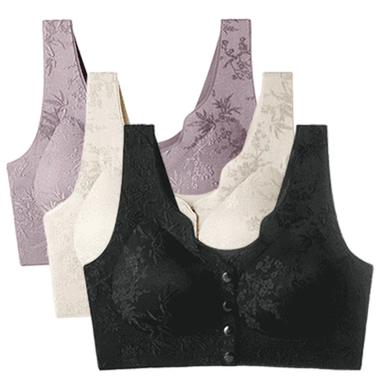 Comfort Front Button-Clasp & Wire-Free Seamless Bra